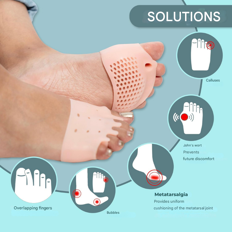 Séparateur d’orteils en silicone avec coussinets en gel pour les soins des pieds, l’alignement des orteils et un confort quotidien à la maison | Sansoti
