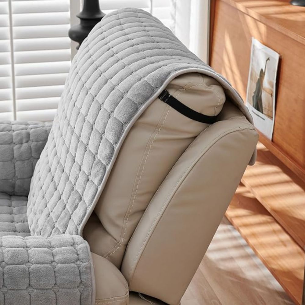 Gequilte Relaxfauteuil Hoes met Opbergzak – Microvezel Beschermhoes voor Recliner Stoel | Sansoti