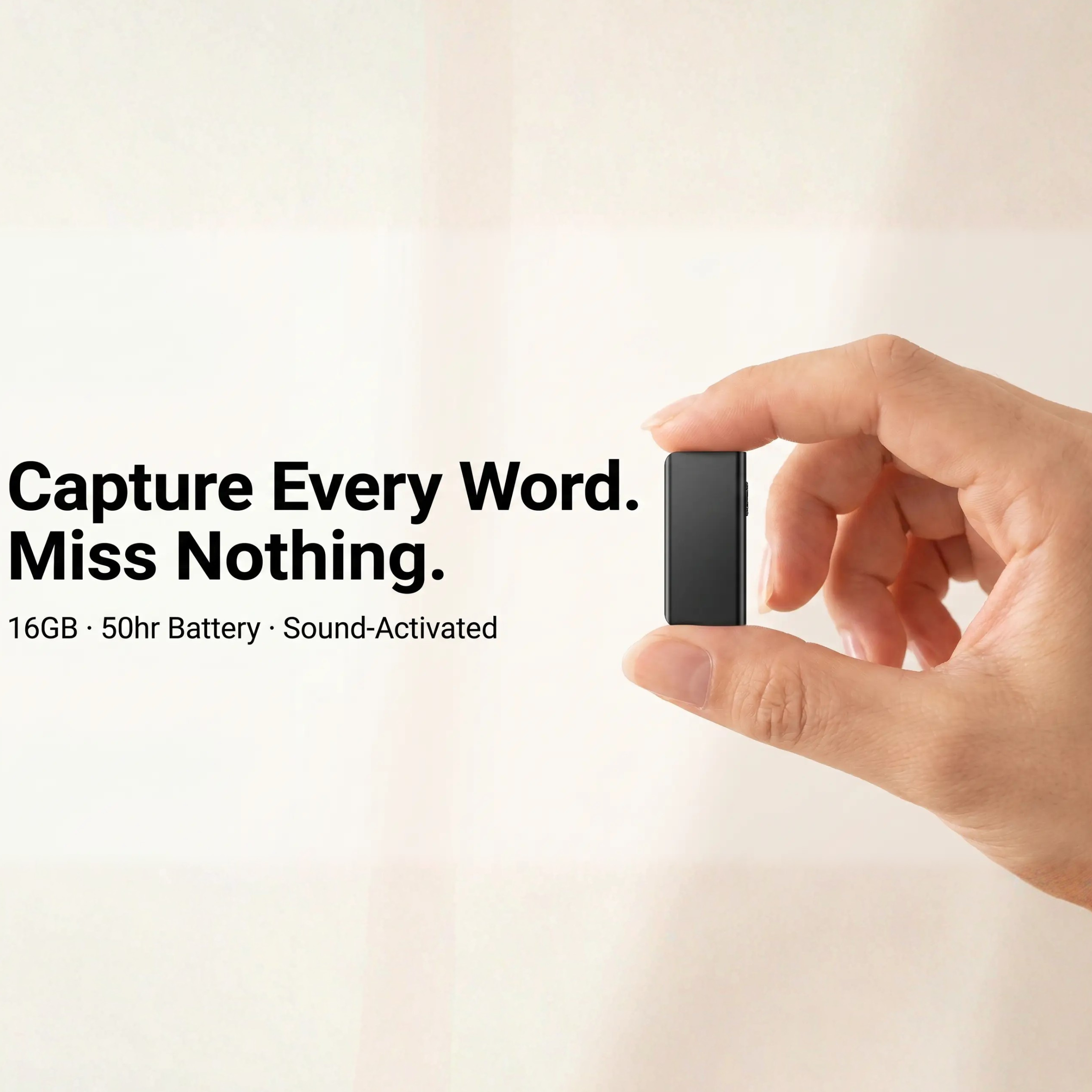 Enregistreur vocal compact à activation sonore – Petit dictaphone de 16 Go avec 50 heures d’autonomie et réduction du bruit pour réunions, entretiens et prises de notes | Sansoti