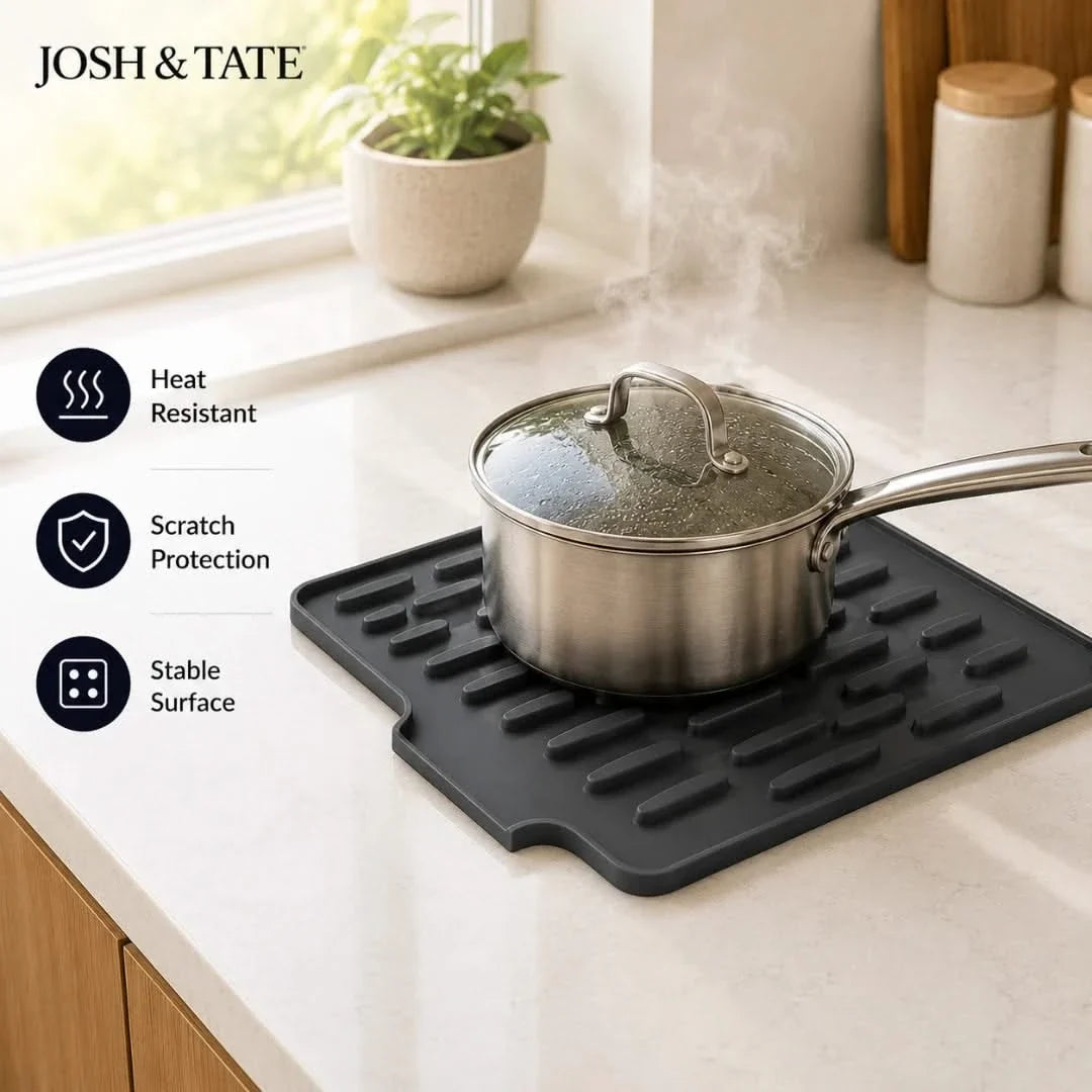 Silicone drying mat with drainage for kitchen counters, heat-resistant trivet, cutting board, dishwashing mat, and draining mat | Sansoti