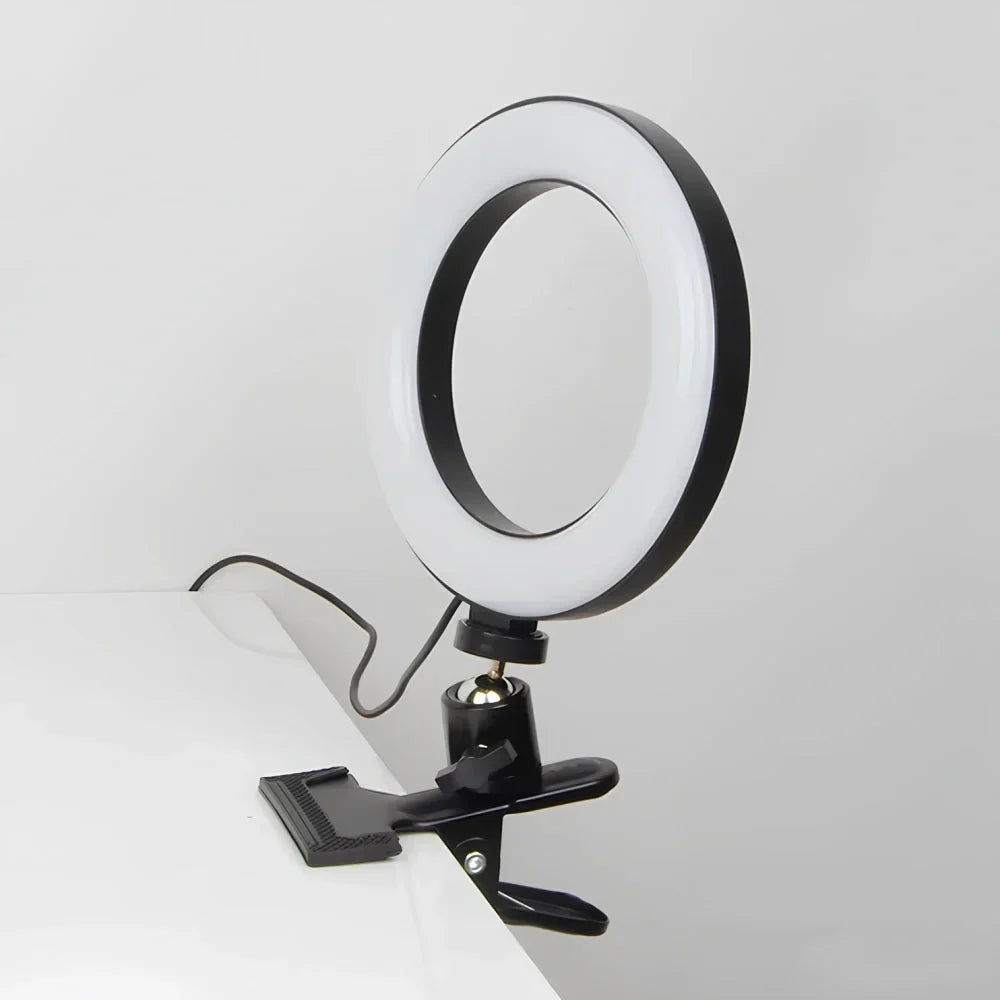 LED Ring Light with Clamp Modern Dimmable Desk Lamp with 360° Rotation – Perfect for Video Calls, Makeup, Photography | Sansoti