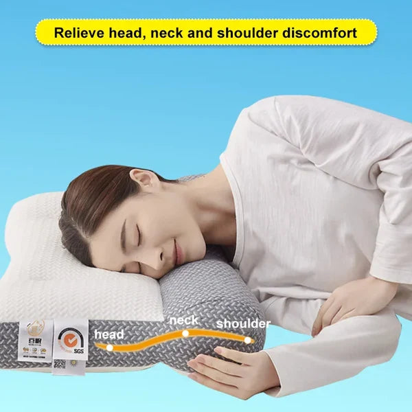 Oreiller cervical ergonomique en mousse à mémoire de forme pour dormir sur le côté ou sur le dos, soutien optimal du cou, confort | Sansoti