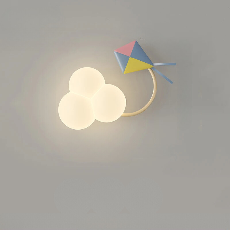 LED Wandlamp Kinderkamer met Vliegtuig Wolk Regenboog Ster Motief Drie Lichttemperaturen Dimbaar Sfeerlicht | Sansoti