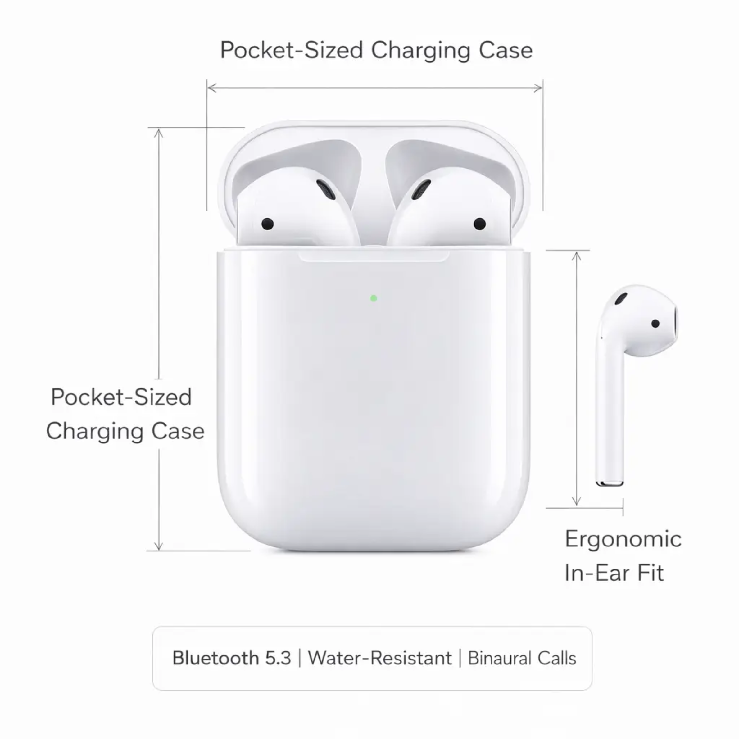 Draadloze Bluetooth Oordopjes met Oplaadcase – Compacte In-Ear Headset met Microfoon | Sansoti