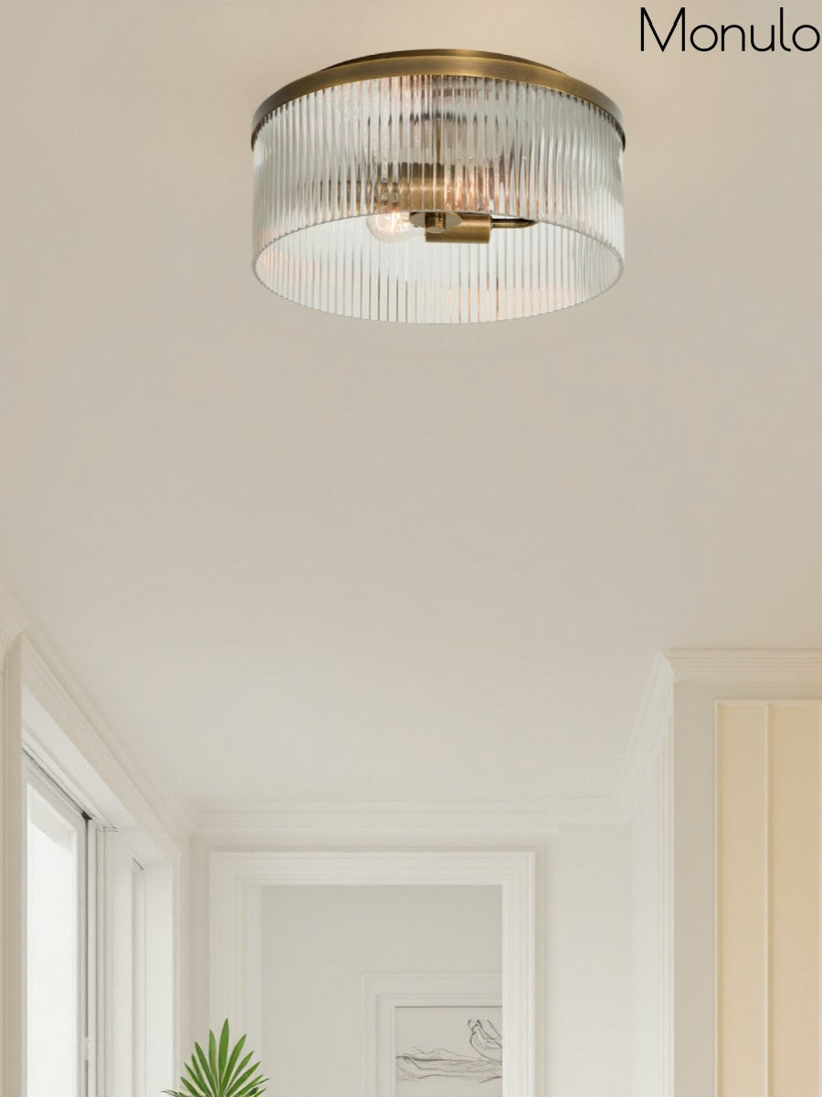 Geribbelde Glazen Plafondlamp Modern Laagbouw Ontwerp Slaapkamer Woonkamer Gang | Sansoti