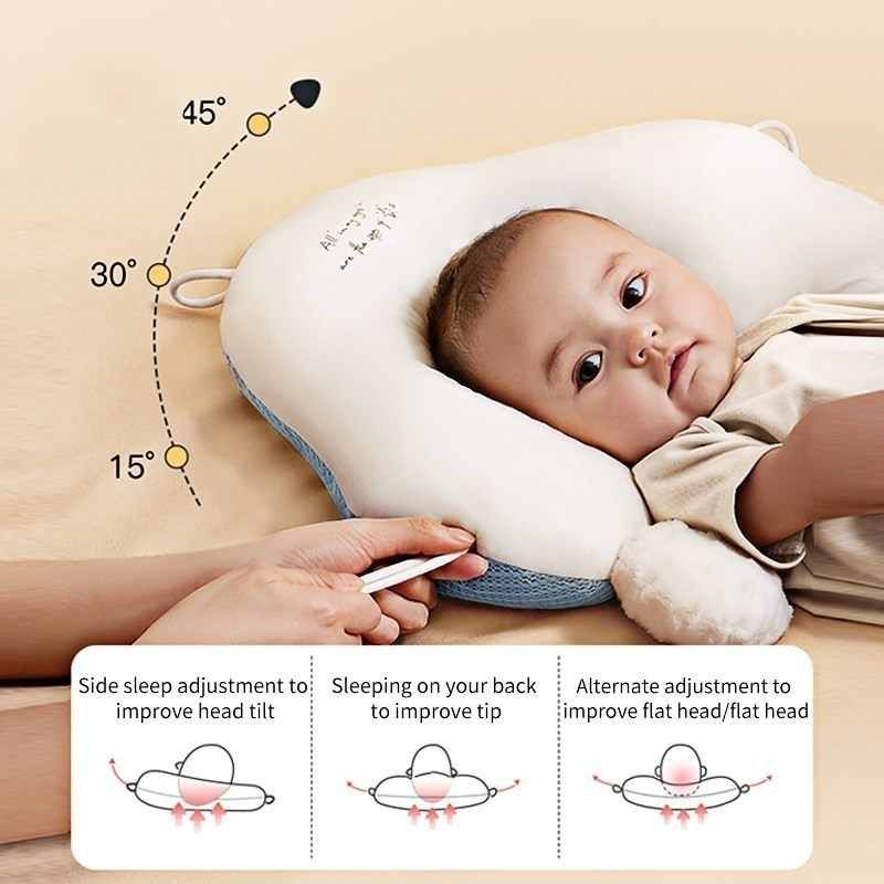 Ergonomisch Babykussen met Hoofdondersteuning Katoenen Wiegkussen Pasgeboren | Sansoti