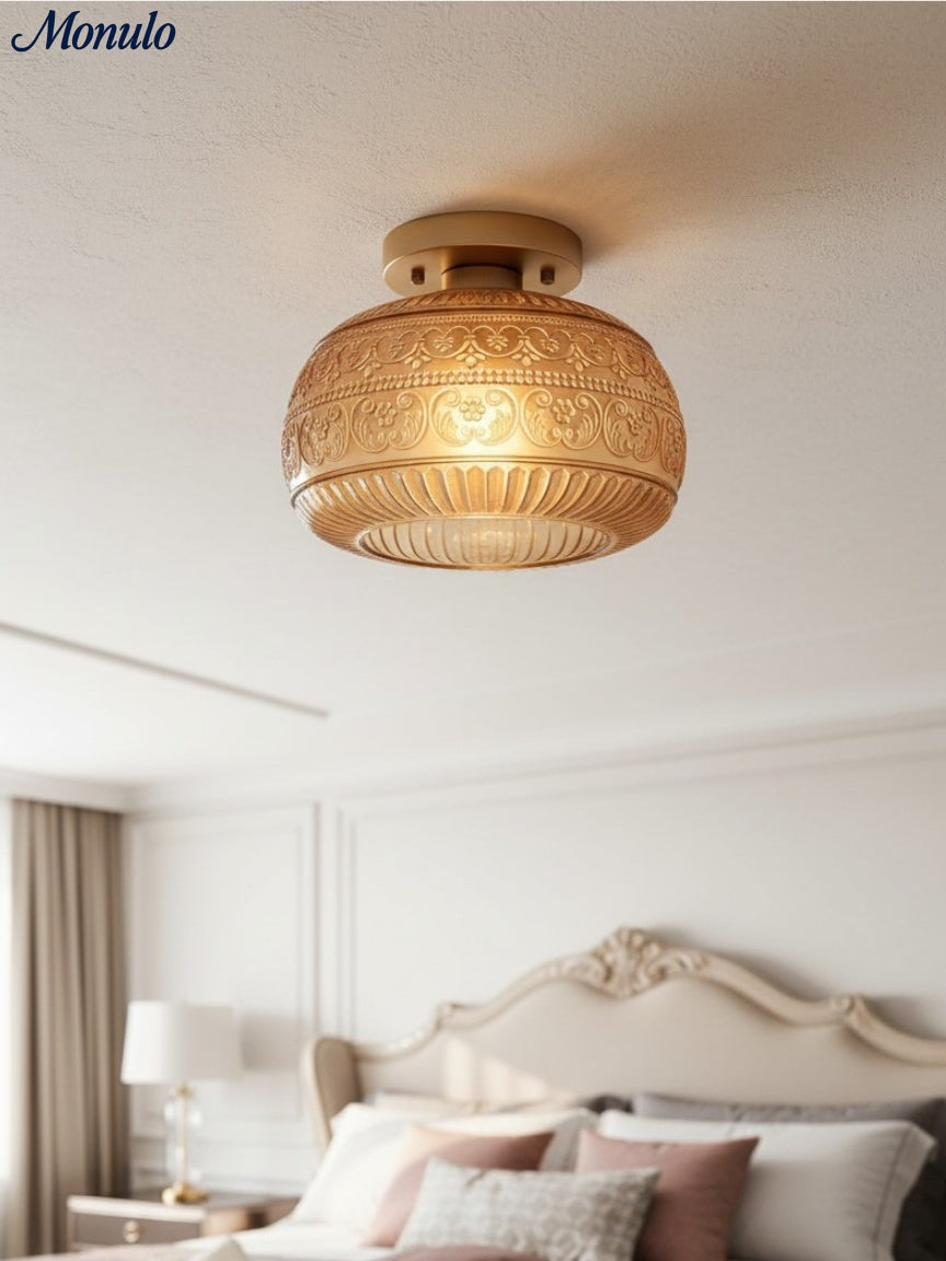 Glazen Bol Plafondlamp Getextureerd Glas Semi-Flush Verlichting voor Elke Ruimte | Sansoti