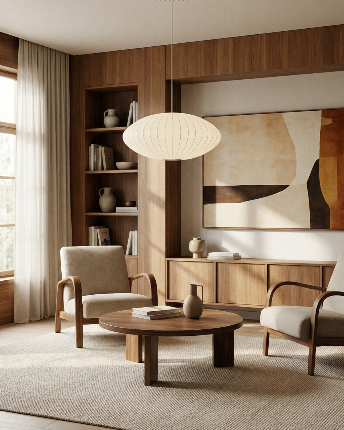 Moderne Ronde Hanglamp Met Geribbelde Kap En Warme Sfeerverlichting | Sansoti