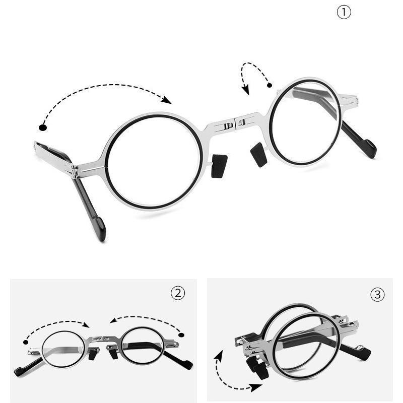 Vouwbare Leesbril met Blauwlichtfilter Titanium Rond en Vierkant Ultralicht Compact 19g Oogbescherming | Sansoti