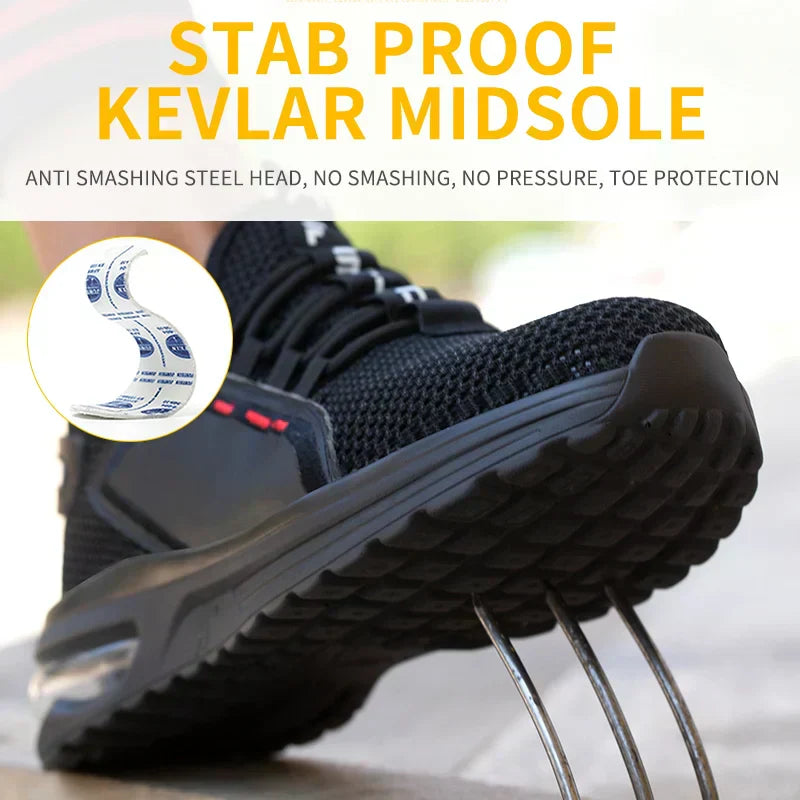 Veiligheidsschoenen met Stalen Neus Ultralight Antislip Werkschoenen Ademend voor Bouw Magazijn Industrie | Sansoti