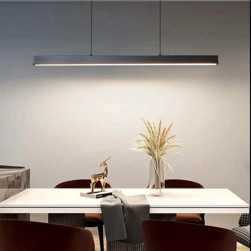 Hanglamp Rechthoekig LED Dimbaar Zwart Bruin Metaal Acryl Eettafel Woonkamer 80-150cm | Sansoti
