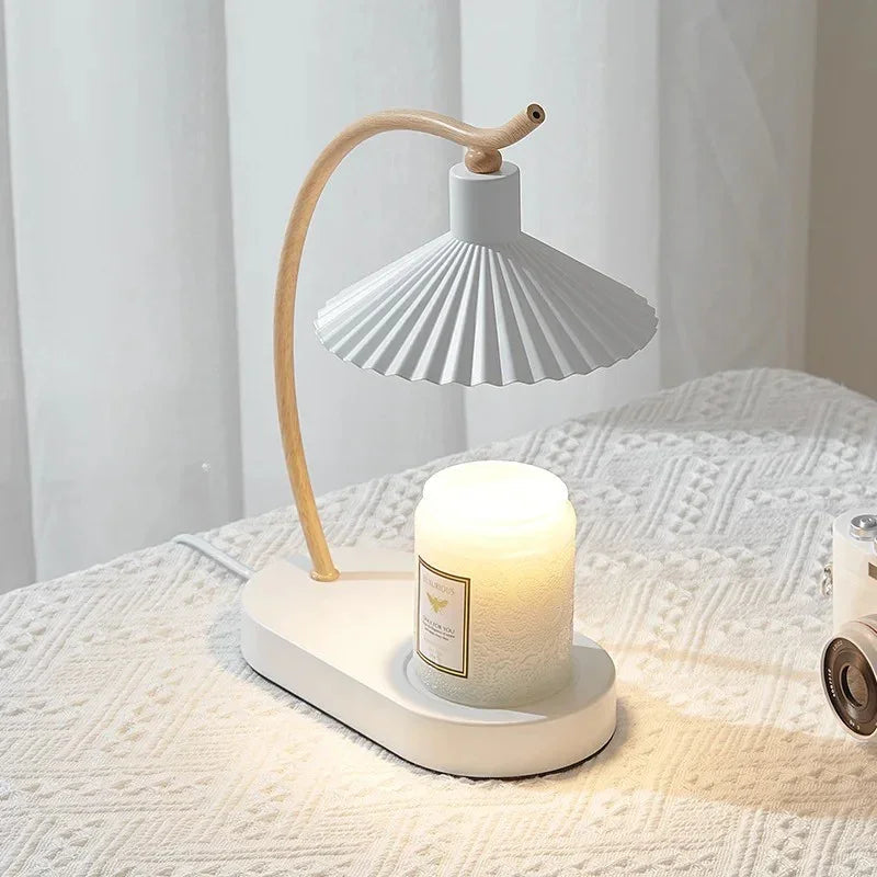 Kaarsenwarmerlamp Zwart Hout Minimalistisch 31cm Tafellamp Sfeerverlichting Woonkamer | Sansoti