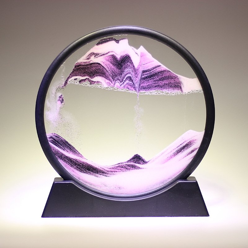 3D Zandkunst Schilderij met Stromend Zandeffect – Decoratief Glazen Kunstobject – Bewegende Zandpatronen in Glas – Rustgevende Bureaudecoratie | Sansoti