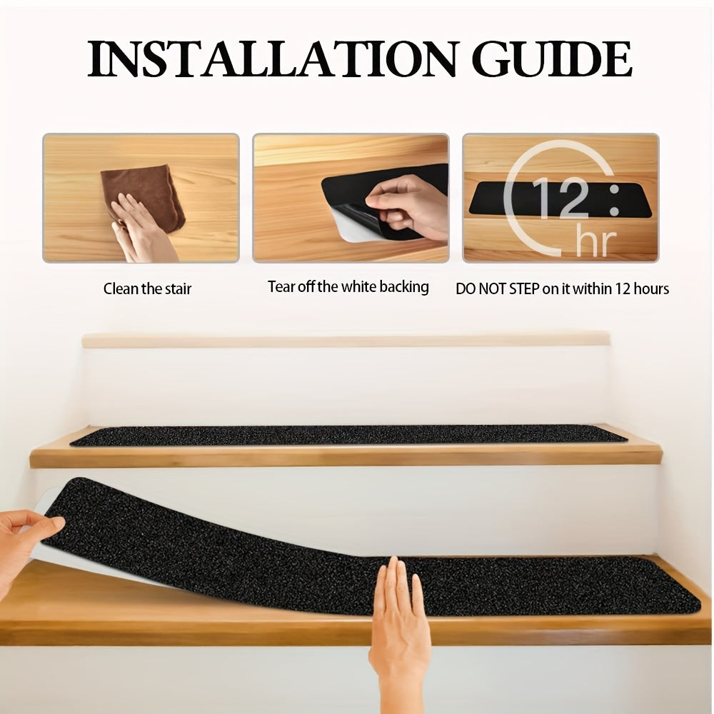 Antislip Trapstrips Set 10 Stuks Zelfklevend 15x61cm Zwart Weerbestendig Trap Oprit Binnen Buiten Veilig | Sansoti