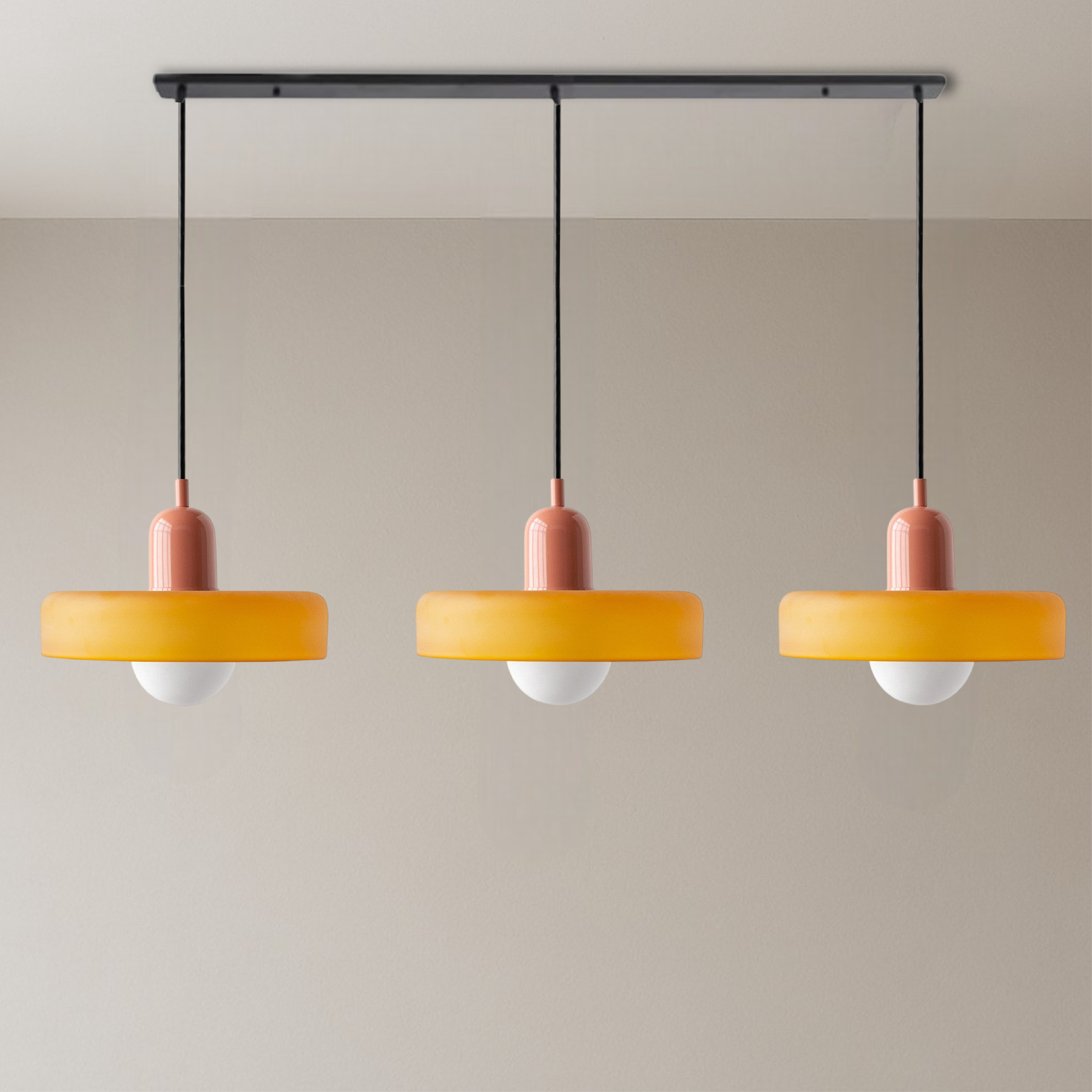 3-kops Bauhaus hanglamp glas G9 warm wit eetkamer verlichting modern design plafondlamp gekleurd glas | Sansoti