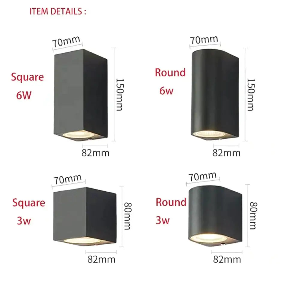 Kwadratowa zewnętrzna lampa ścienna LED z aluminium, wodoodporna IP65, nowoczesny design, oświetlenie ogrodowe i wejściowe | Sansoti