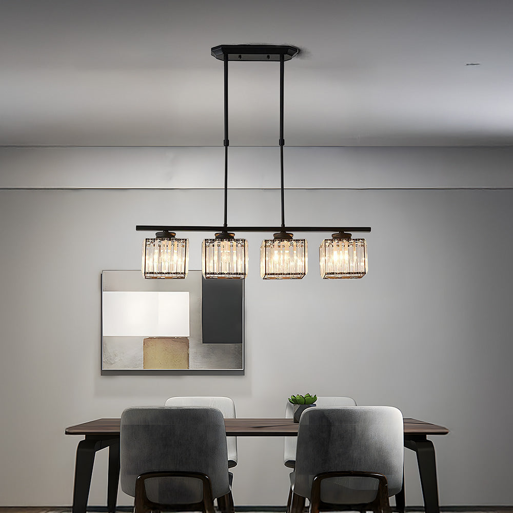 Hanglamp Eettafel Glas Zwart Goud 3 Of 4 Lichts E27 Modern | Sansoti