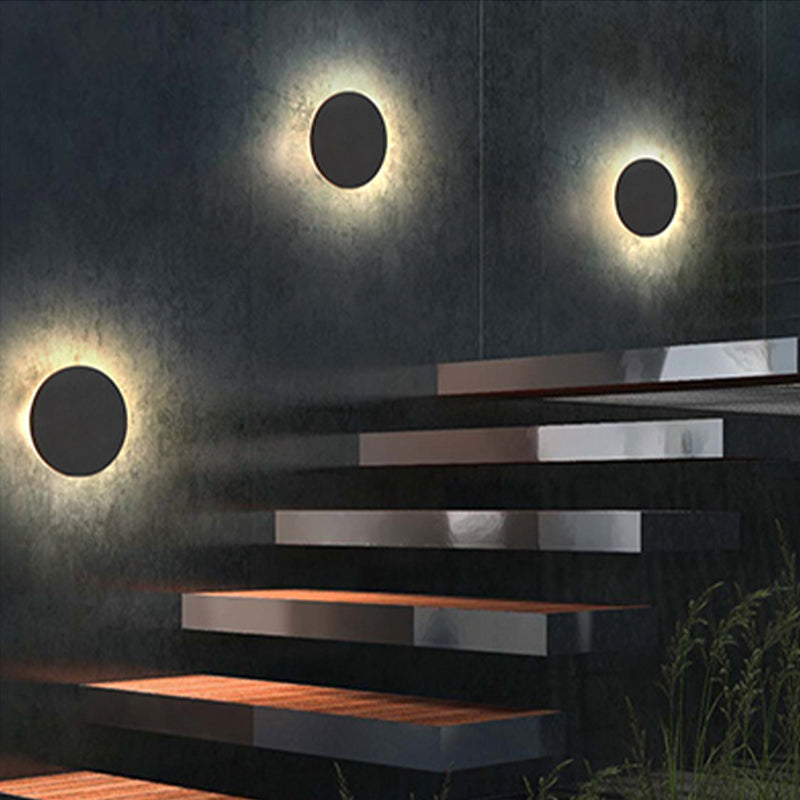 Minimalistische LED-Außenwandleuchte aus Metall, rund oder quadratisch, wasserdicht nach IP65, Gartenbeleuchtung für Flur und Terrasse | Sansoti