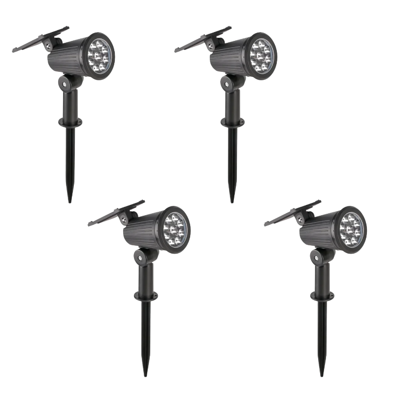 Solar-Gartenstrahler mit 9 LEDs, automatische Außenleuchte, verstellbar, wasserdicht nach IP65, Gartenbeleuchtung, Spotlampe | Sansoti