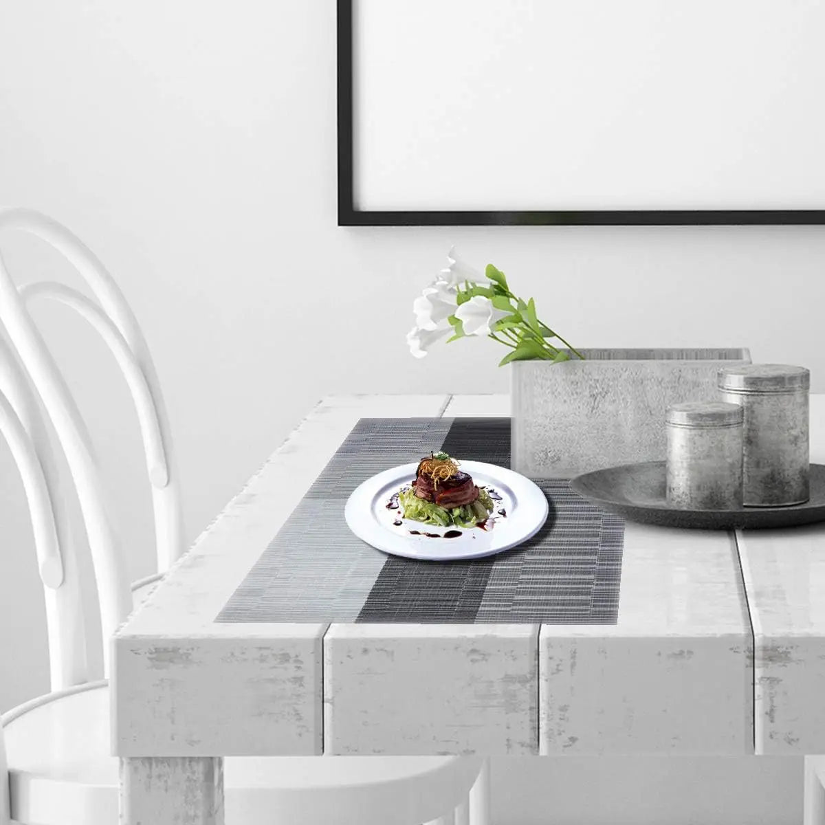 Placemats Set 4 Stuks PVC 30x45cm Bruin Zwart Hittebestendig Wasbaar Eettafel Tafelmat Geweven Antislip | Sansoti