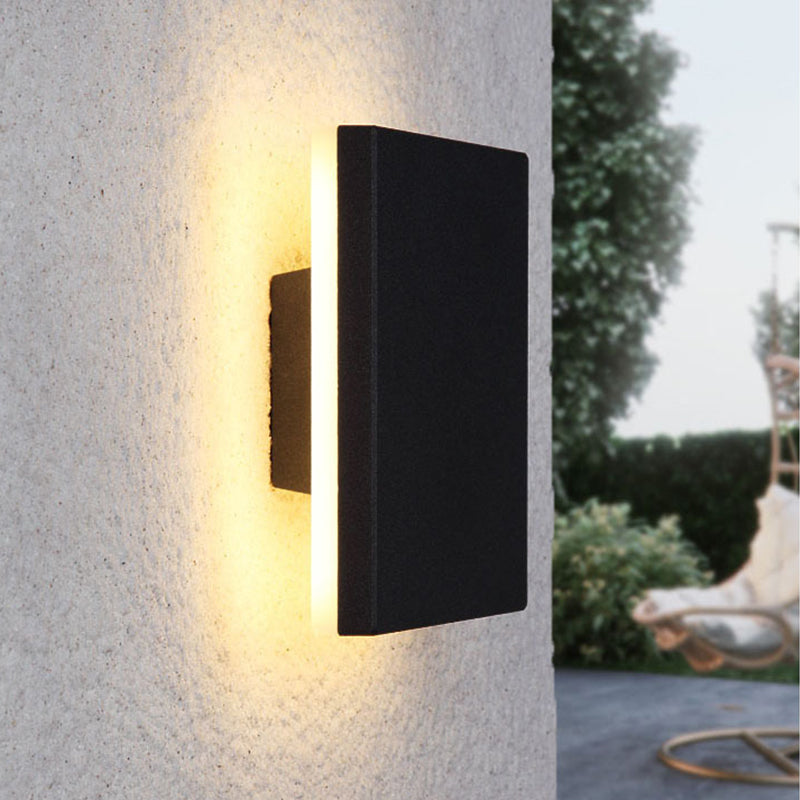 Minimalistische LED-Außenwandleuchte aus Metall, rund oder quadratisch, wasserdicht nach IP65, Gartenbeleuchtung für Flur und Terrasse | Sansoti