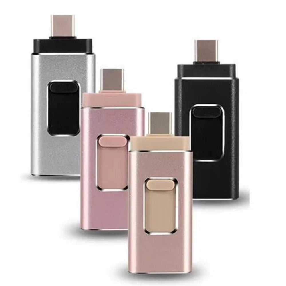 Clé USB 4-en-1 universelle 16GB-1TB métal Lightning USB-C Micro-USB compatible Android iOS Windows macOS | Sansoti
