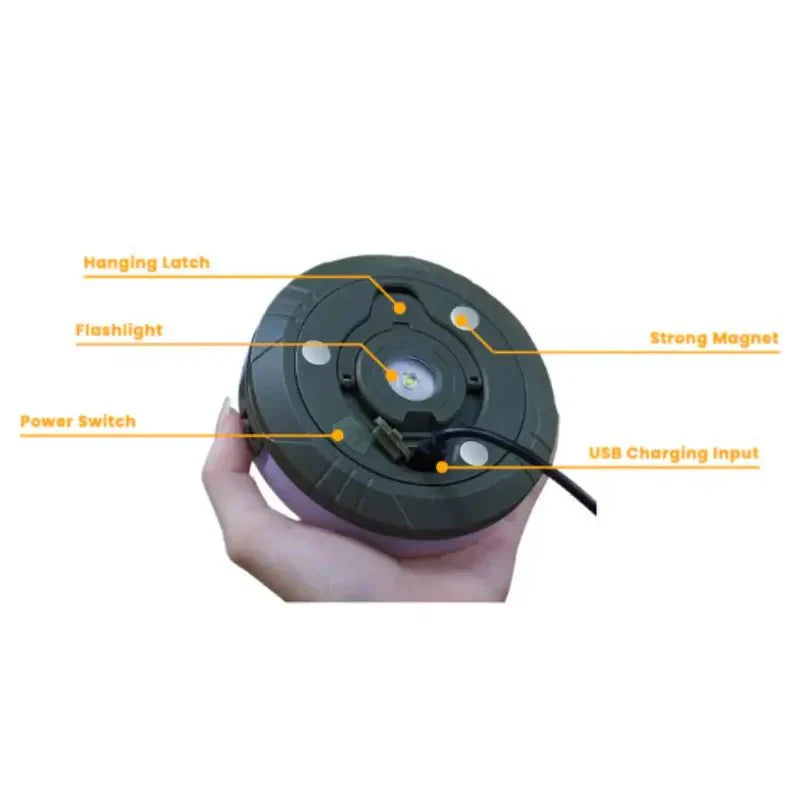 Campinglamp met Oprolbare Lichtsnoer | 4-in-1 Tentlamp & Sfeerverlichting voor Kamperen