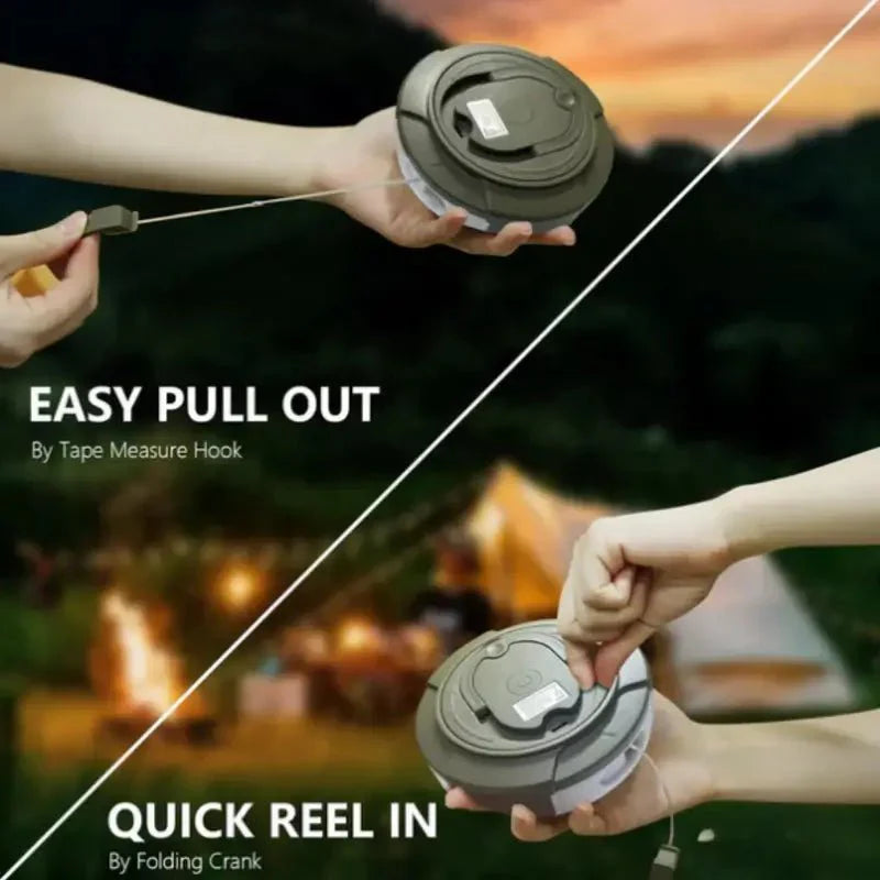 Campinglamp met Oprolbare Lichtsnoer | 4-in-1 Tentlamp & Sfeerverlichting voor Kamperen