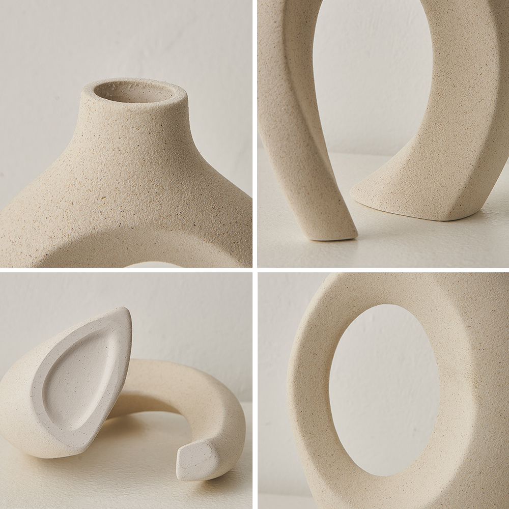 Japandi Vase Keramik Matt Doppelöffnung Trockenblumen 22cm Wohnzimmer Skandinavisch | Restfield