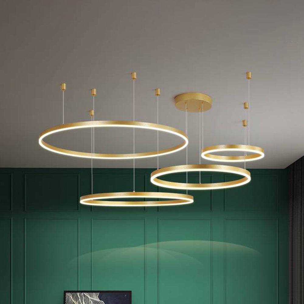 Hanglamp Ring LED Goud Zwart Metaal Acryl Dimbaar Woonkamer Eetkamer Slaapkamer | Sansoti