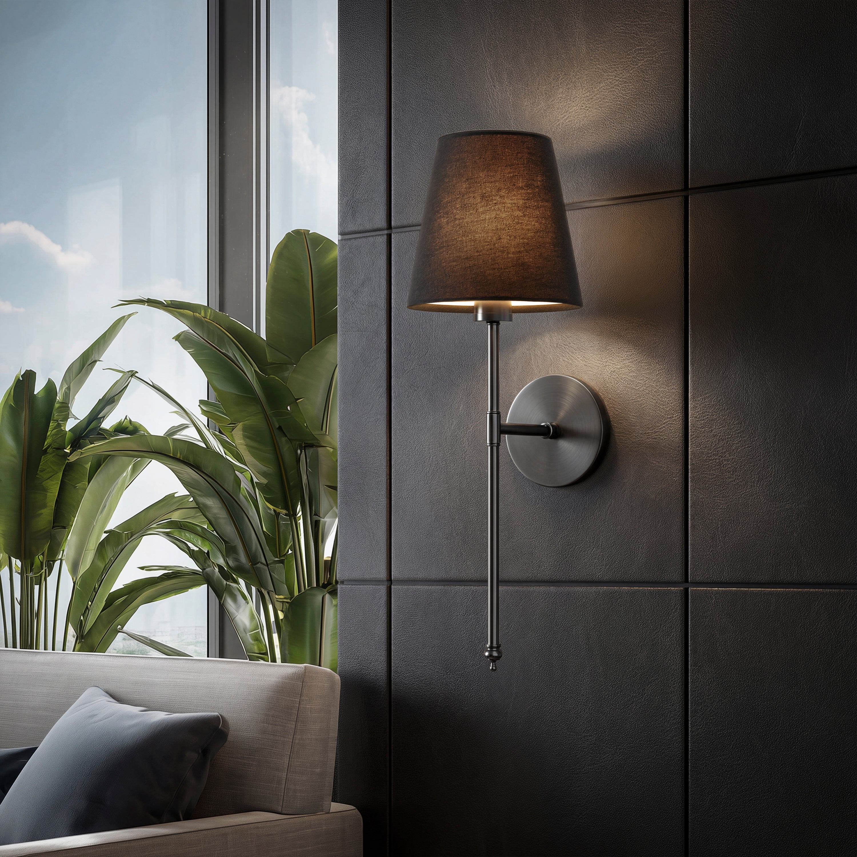 Applique murale Or Abat-jour noir Set de 2 Sans fil Télécommande Dimmable RGB Chambre Salon | Restfield