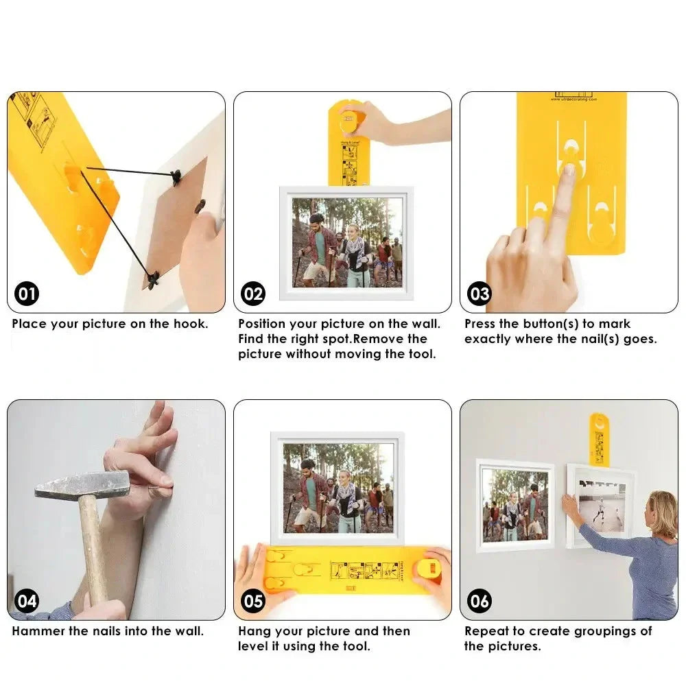 Adjustable Picture Frame Hanging Tool with Level and Marking System – Easy Straight Frame Hanging | Sansoti