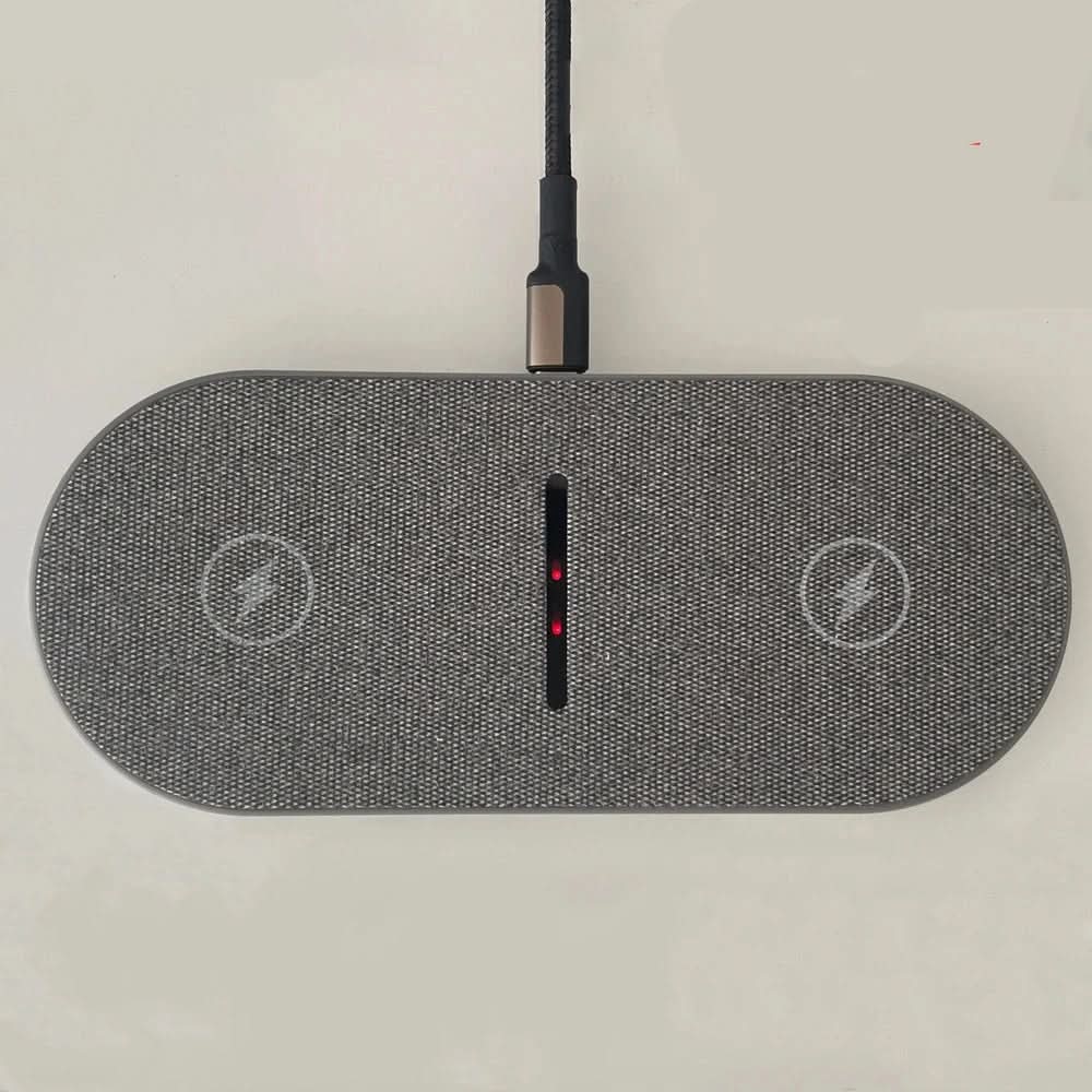 Draadloze Oplader 40W Dubbel Qi Station LED Display iPhone Samsung Aluminium Bureaulader Nachtkastje Snel Laden USB-C | Sansoti