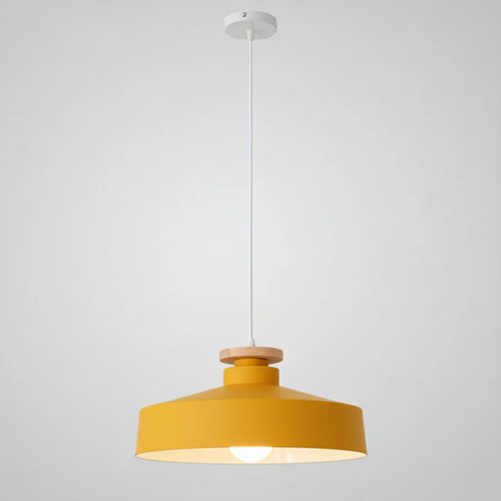 Hanglamp met Houten Kap en Aluminium Accent – Scandinavisch Design voor Eetkamer en Woonkamer | Sansoti