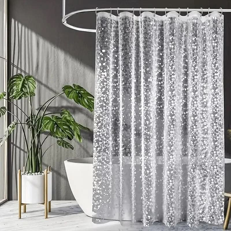 Transparentes Duschvorhang mit Kieselstruktur 180x180cm Wasserdicht Schimmelresistent für modernes Badezimmer | Sansoti