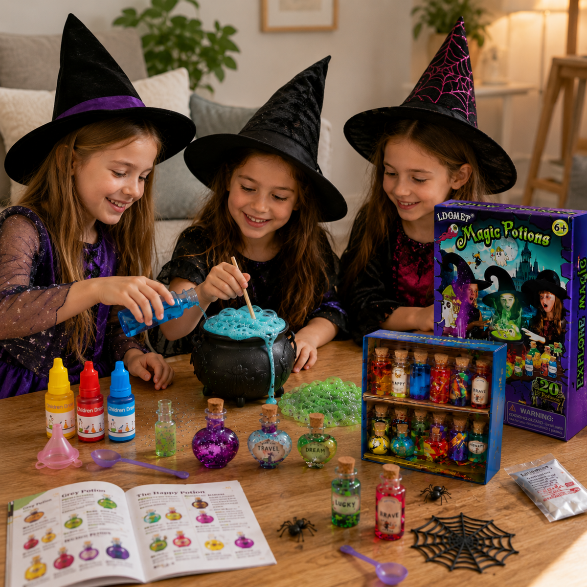 DIY Potions Lab for Children with 20 Bottles, Crystal Wands, Glow Stones, and Magical Toys | Sansoti