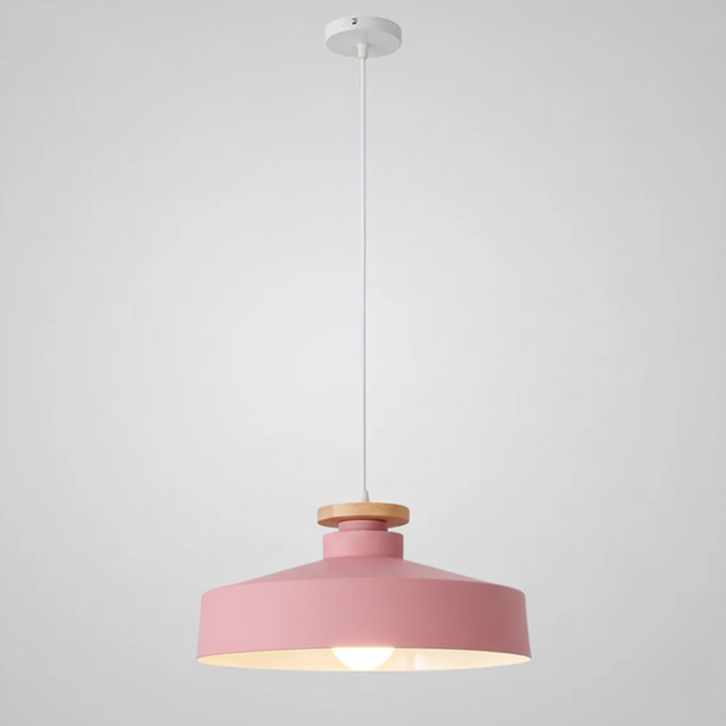 Hanglamp met Houten Kap en Aluminium Accent – Scandinavisch Design voor Eetkamer en Woonkamer | Sansoti