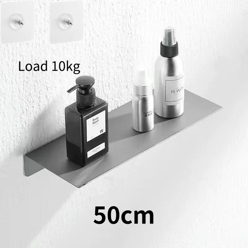 Étagère murale flottante sans perçage 30-50 cm, système de rangement pour salle de bains et cuisine, fixation adhésive, design minimaliste | Sansoti
