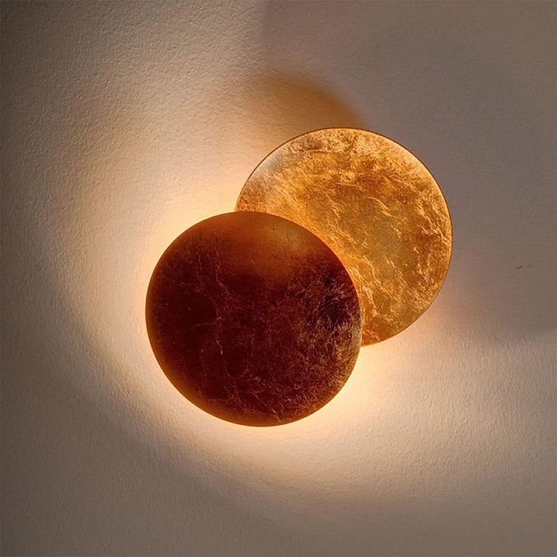 Metalen Wandlamp LED Rond Maan Design Rood Brons Goud Woonkamer Slaapkamer Sfeerverlichting Modern Decoratief | Sansoti