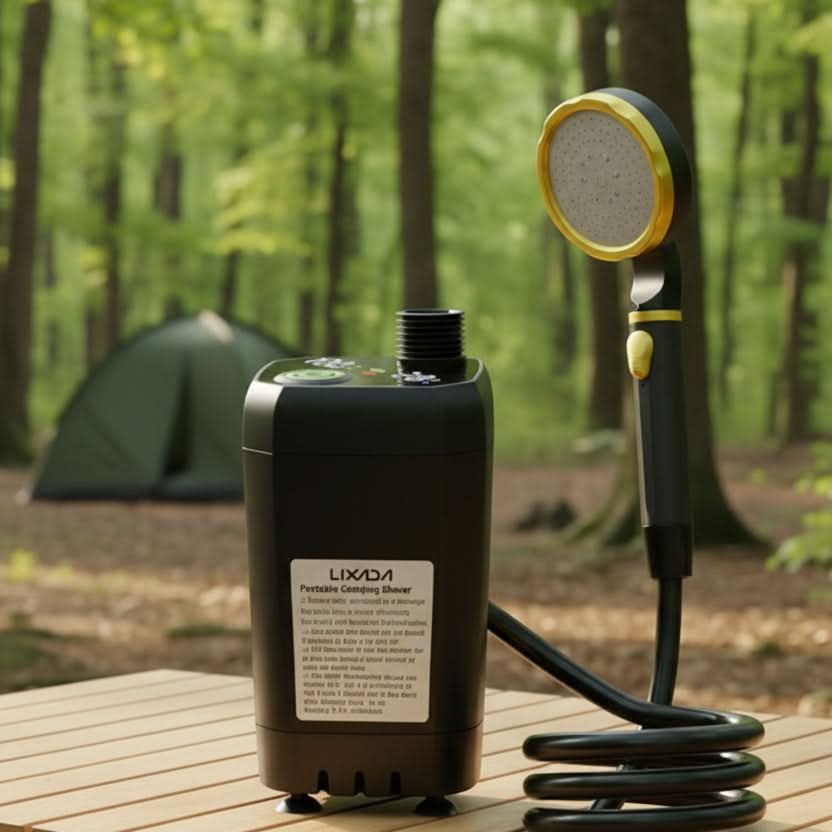 Tragbare Campingdusche mit digitalem Display, wiederaufladbarem 6000-mAh-Akku und einstellbarem Strahl für Reisen und Camping | Sansoti