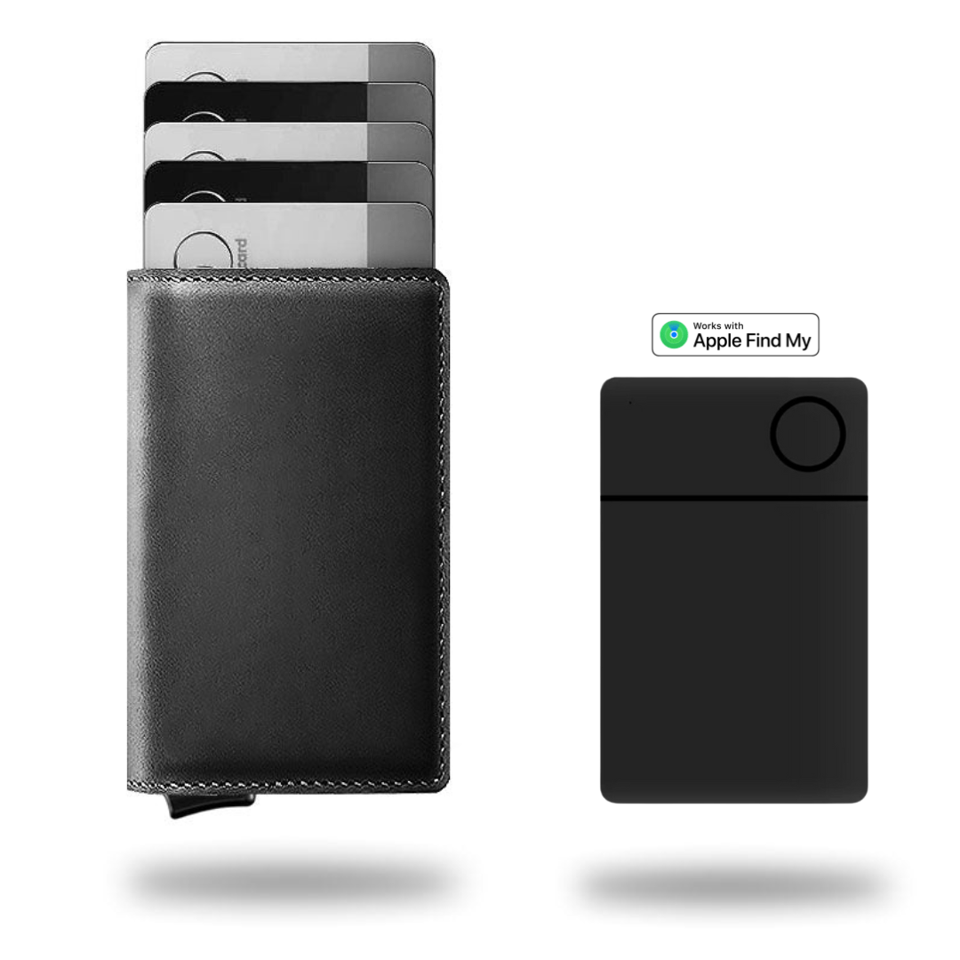 Portemonnee Leer Slim RFID Blokkering 14 Kaarten Aluminium Drukknop Handgemaakt Premium | Sansoti