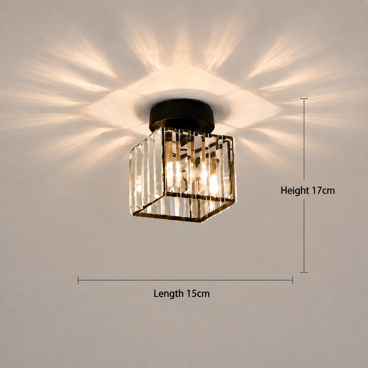 Plafondlamp Kristal Glas Modern Laag Profiel Zwart Goud E27 220V Hal Slaapkamer Woonkamer Chroom Verlichting | Sansoti