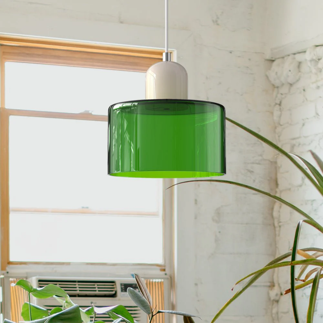 Lismeno Retro Hanglamp Glas 15cm Groen Oranje Eettafel Keuken Vintage Verlichting Compact | Sansoti