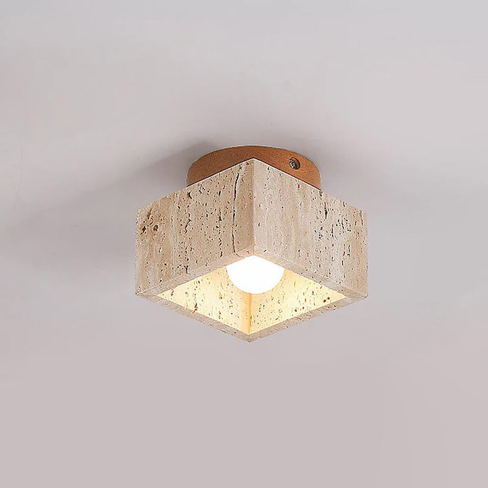 Cilestic Plafondlamp Travertin Hout E27/E26 Beige Hal Slaapkamer Woonkamer Scandinavisch Modern Design Natuurlijke Plafondverlichting | Sansoti