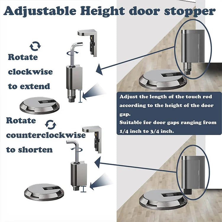 Butée de porte Sol Verrou à pression Alliage de zinc Mécanique Design inox | Restfield
