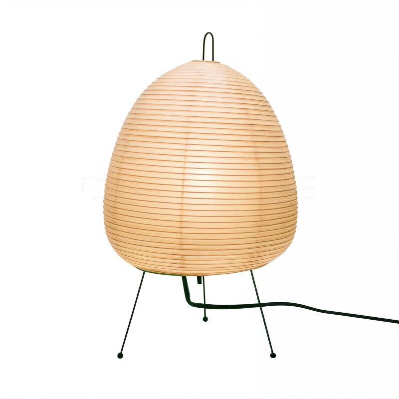 Round Table Lamp with Rice Paper and Bamboo - Japanese Inspired Minimalist Design - Warm White 2700K LED - Ø25×38 cm | Sansoti