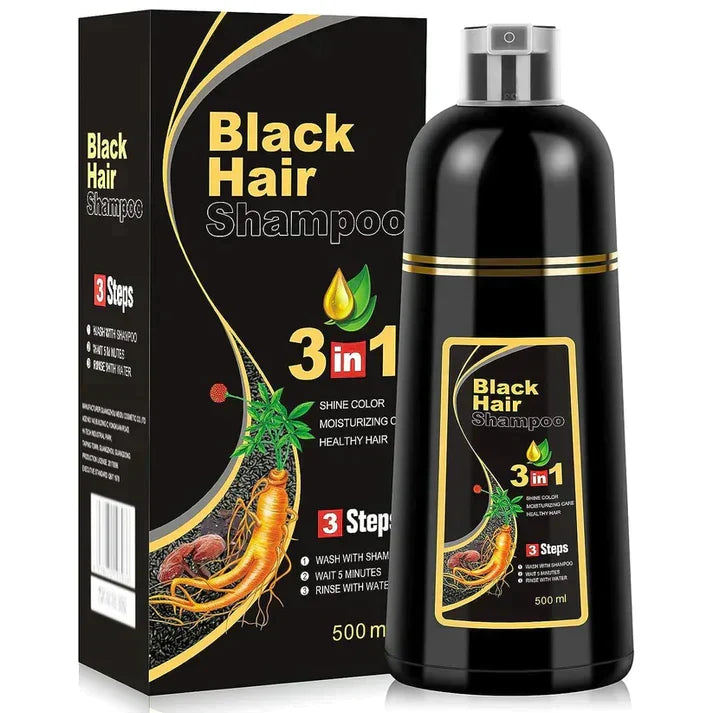 Haarkleuring Shampoo Zwart Bruin Kastanje met Plantextract 500ml Natuurlijke Haar Verzorging voor Thuis | Sansoti