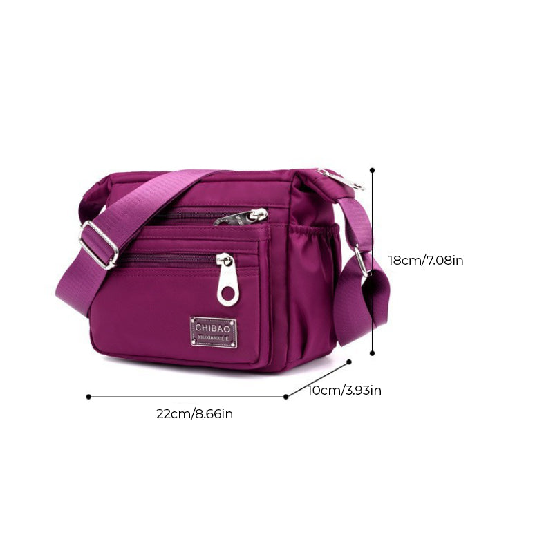 Crossbody Shoulder Bag Nylon Water-Repellent Multiple Compartments Adjustable Strap Women's Travel Everyday Use Compact | Sansoti