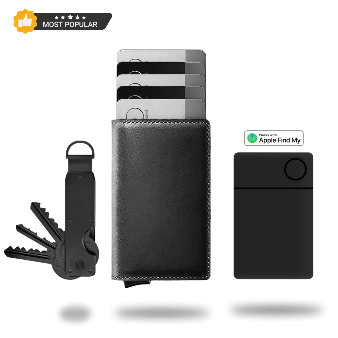 Portemonnee Leer Slim RFID Blokkering 14 Kaarten Aluminium Drukknop Handgemaakt Premium | Sansoti