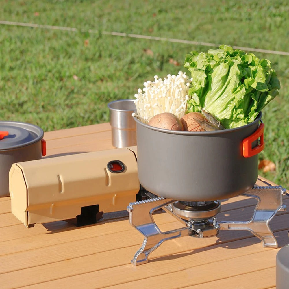 Draagbaar Campingfornuis voor Warme Maaltijden Onderweg – Compact en Opvouwbaar Kookstel – Ideaal voor Kamperen Wandelen Picknick – Aluminium Butaan Propaan Camping Kooktoestel | Sansoti